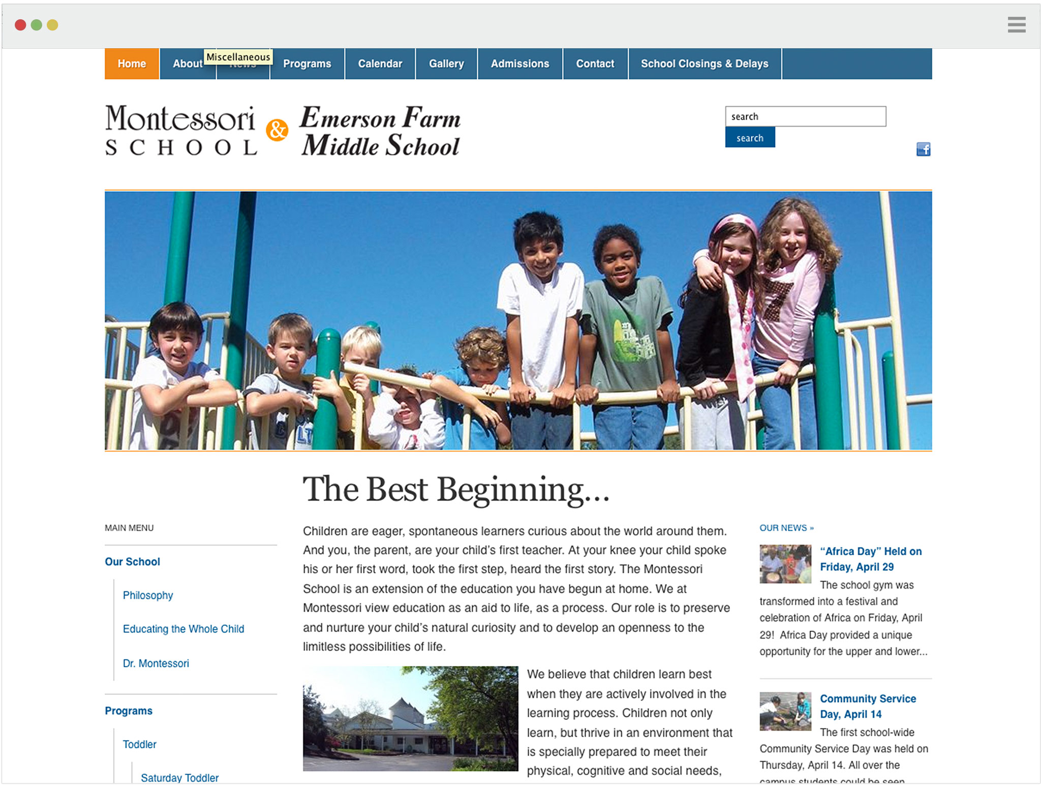 Montessori School Web site